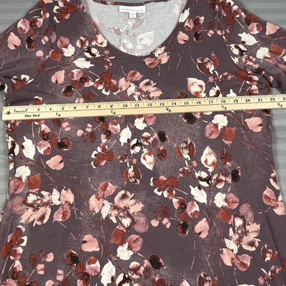 Pure Jill Dress Womens Large Tall Purple Pink Floral Affinity French Terry Pima - Picture 6 of 8